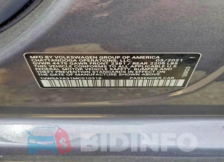 1VWSA7A31MC010318 Photo# 12