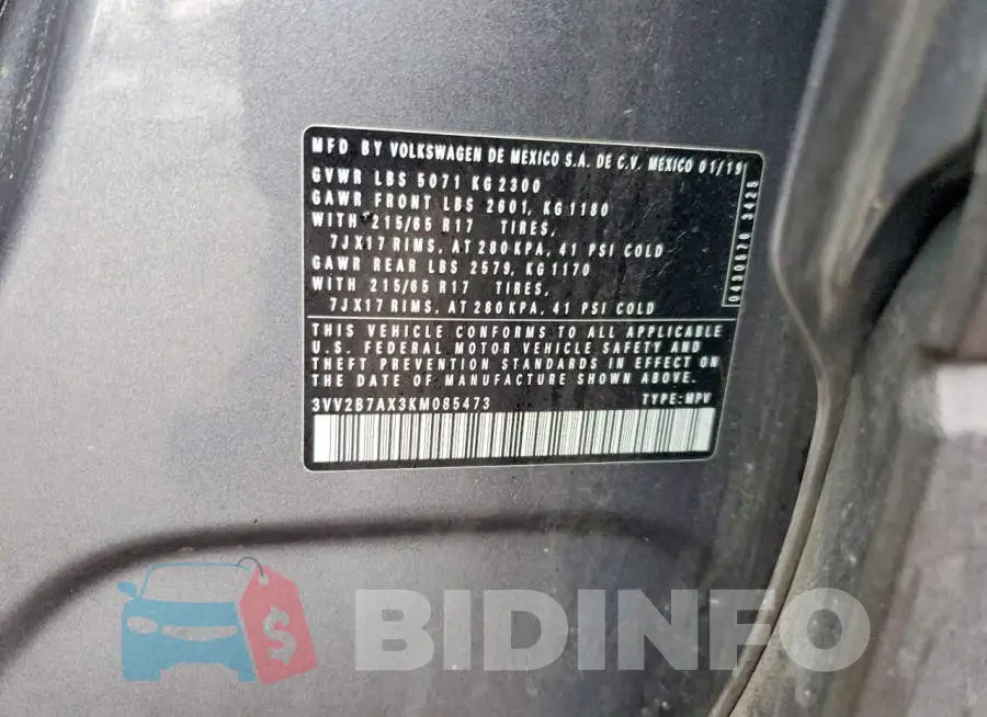 3VV2B7AX3KM085473 Photo# 14