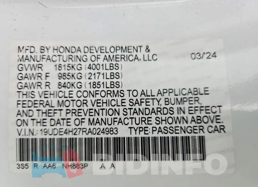 19UDE4H27RA024983 Photo# 12