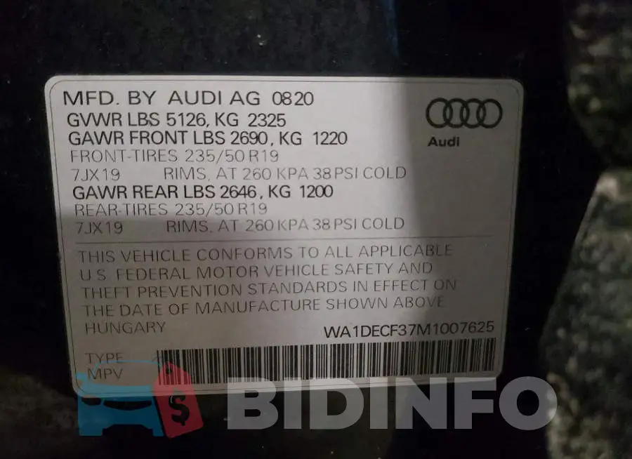WA1DECF37M1007625 Photo# 13