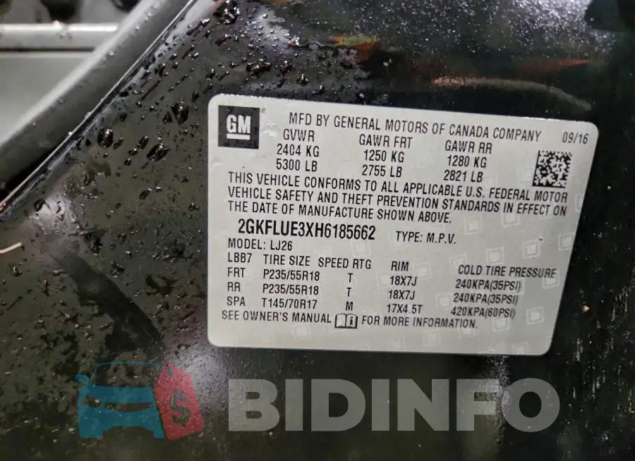 2GKFLUE3XH6185662 Photo# 14