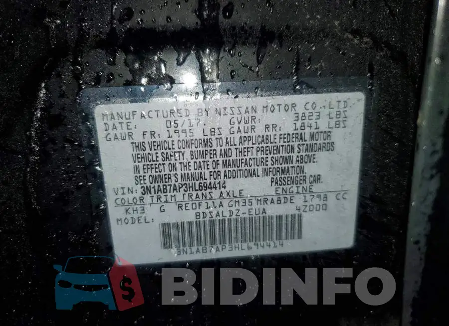 3N1AB7AP3HL694414 Photo# 13