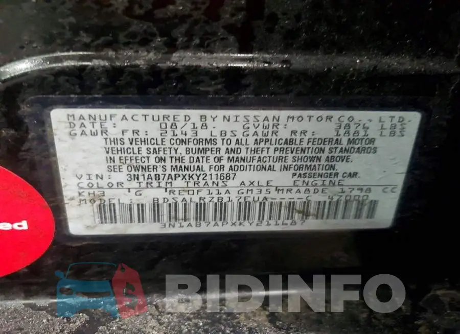 3N1AB7APXKY211687 Photo# 12