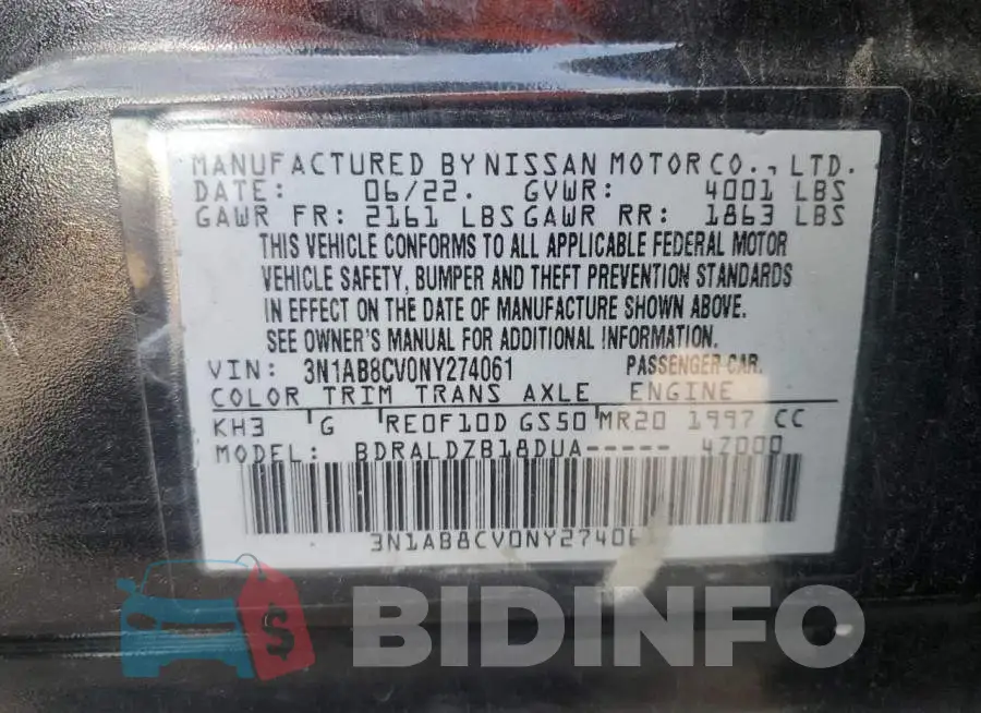 3N1AB8CV0NY274061 Photo# 12