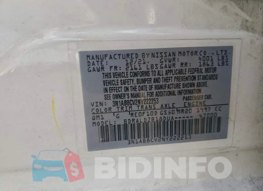 3N1AB8CV2NY222253 Photo# 12