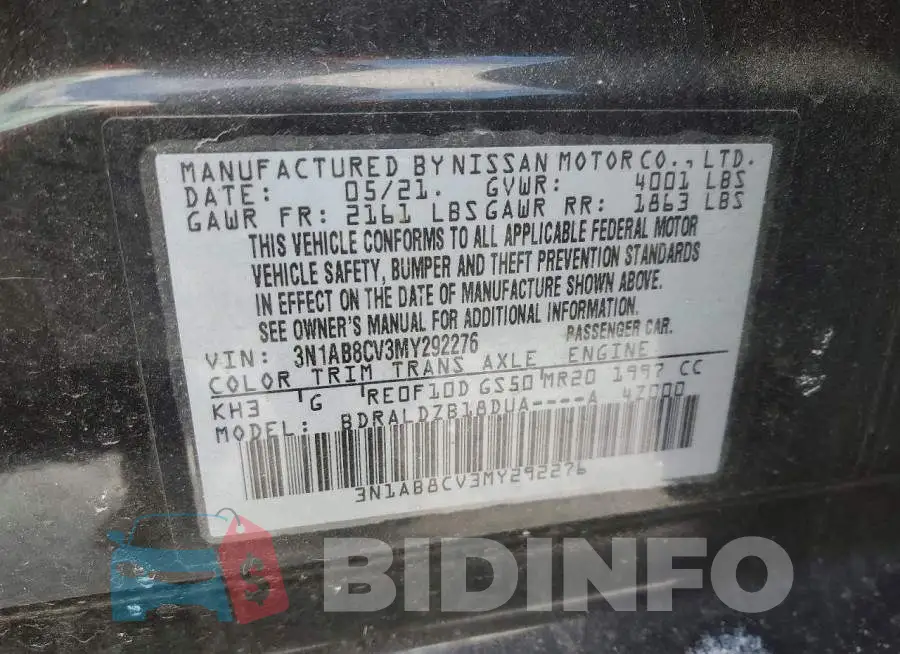 3N1AB8CV3MY292276 Photo# 12