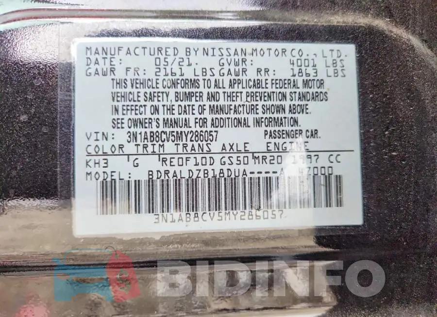 3N1AB8CV5MY286057 Photo# 12
