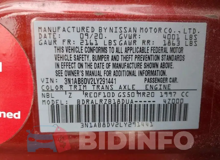 3N1AB8DV2LY291441 Photo# 12