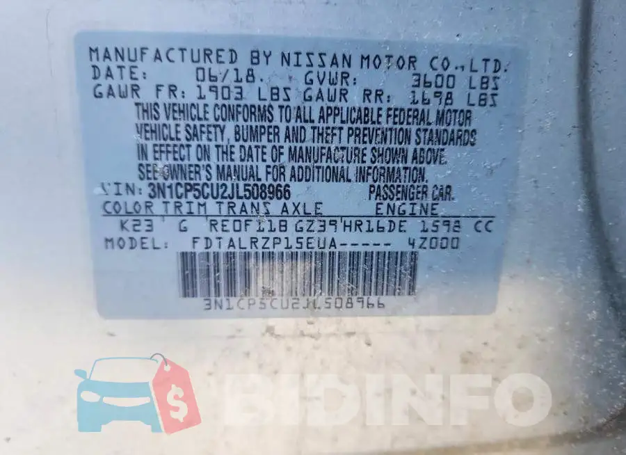 3N1CP5CU2JL508966 Photo# 12