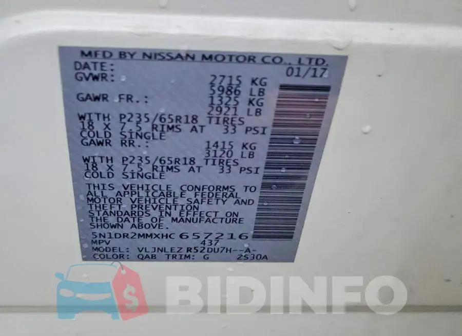 5N1DR2MMXHC6Y7216 Photo# 13
