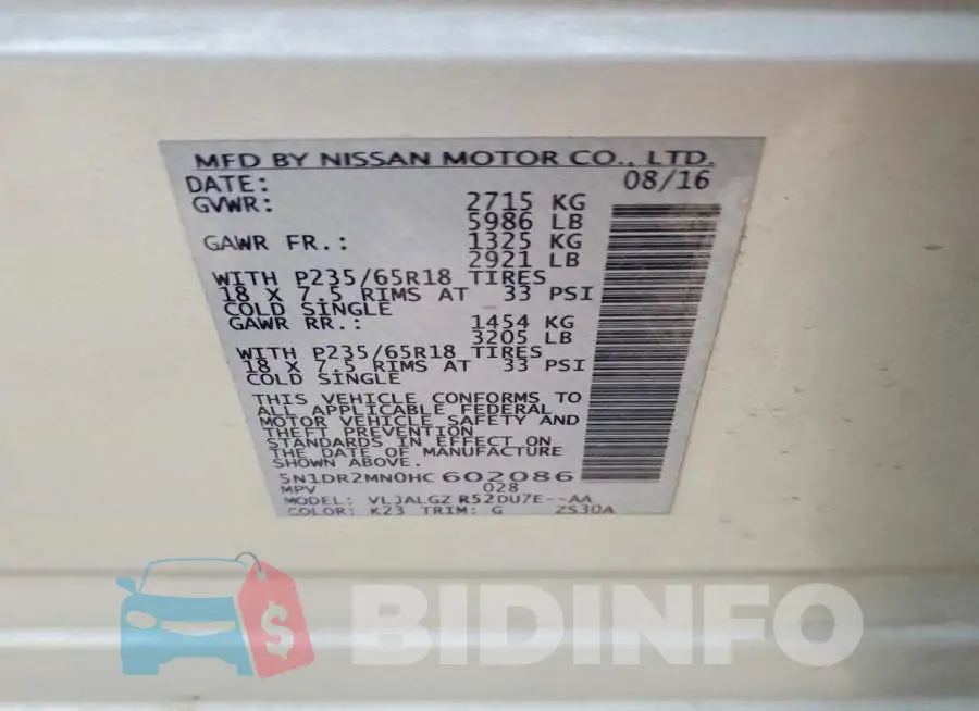 5N1DR2MN0HC602086 Photo# 12