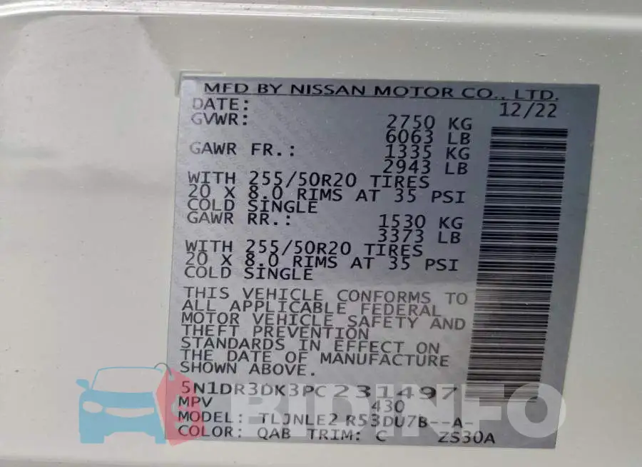 5N1DR3DK3PC231497 Photo# 13