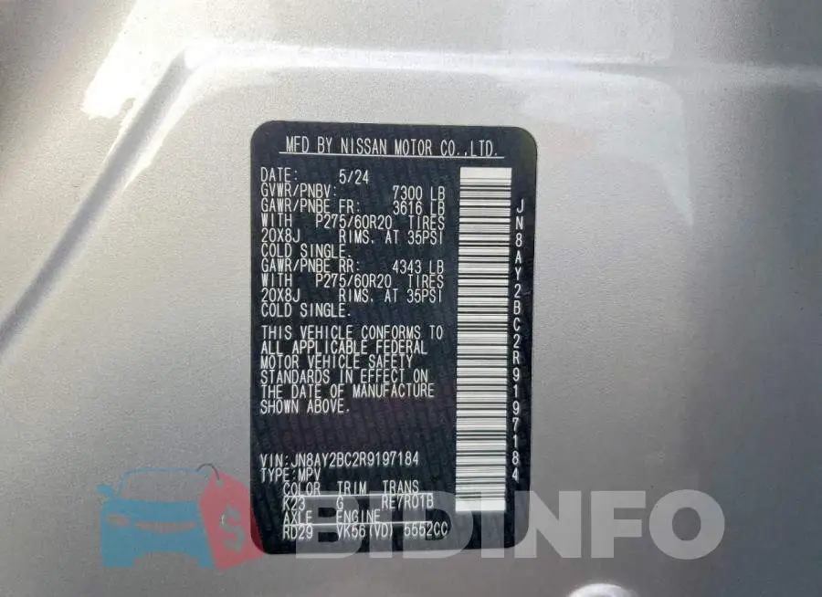 JN8AY2BC2R9197184 Photo# 14