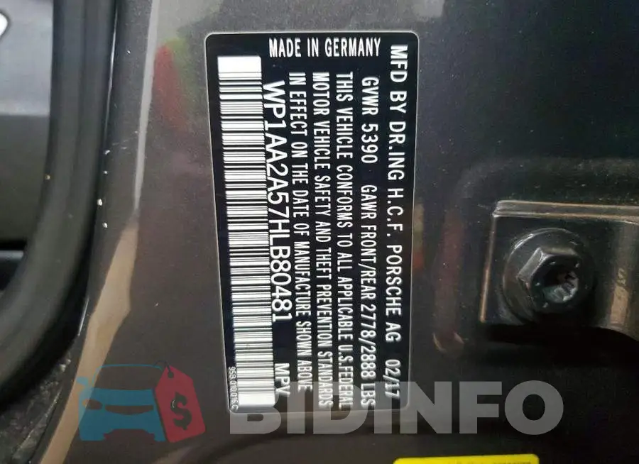 WP1AA2A57HLB80481 Photo# 13