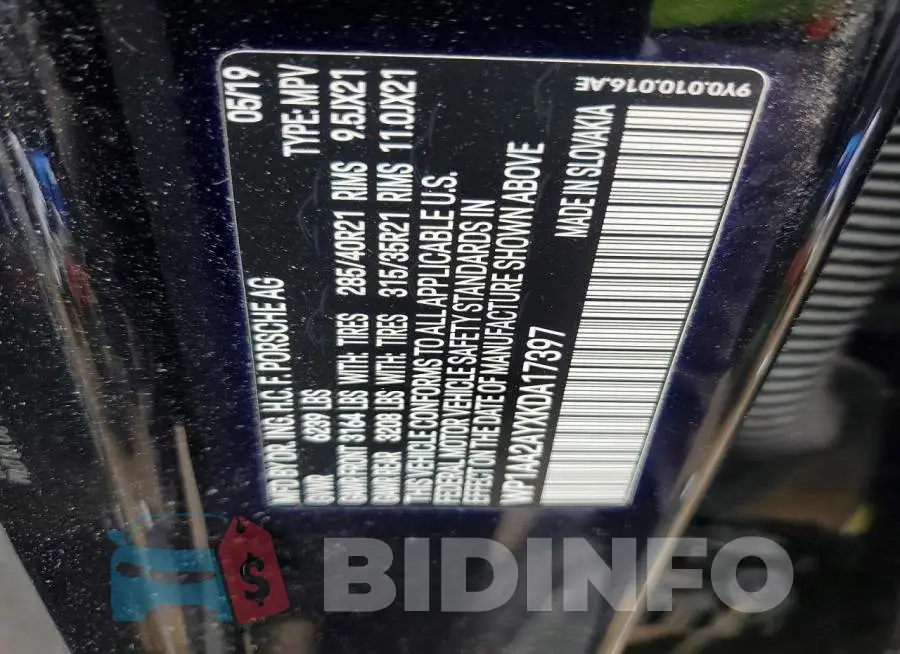 WP1AA2AYXKDA17397 Photo# 13