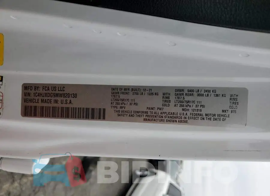 1C4HJXDG9MW820130 Photo# 13