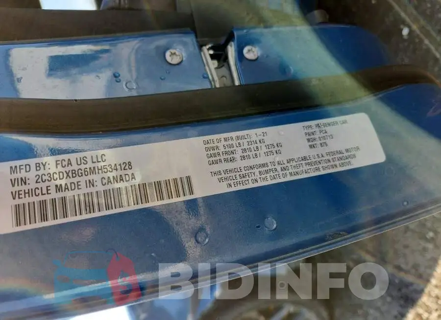 2C3CDXBG6MH534128 Photo# 12