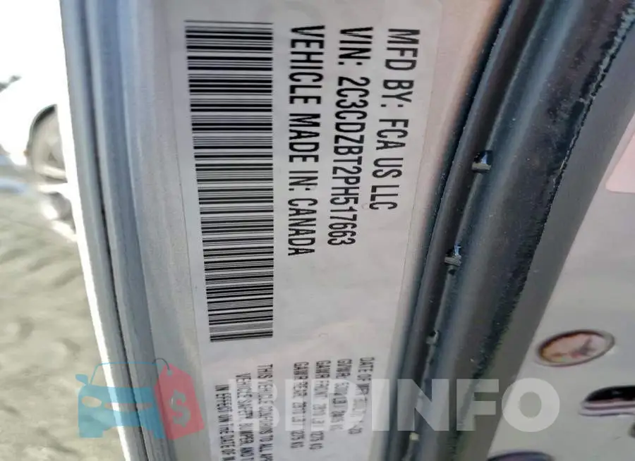 2C3CDZBT2PH517663 Photo# 12
