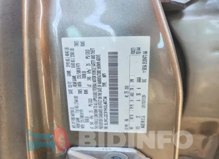 5LMCJ2C91HUL46734 Photo# 13