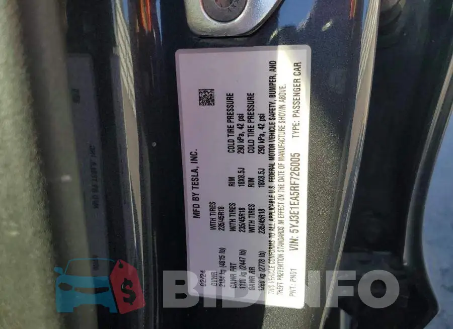 5YJ3E1EA5RF726005 Photo# 13