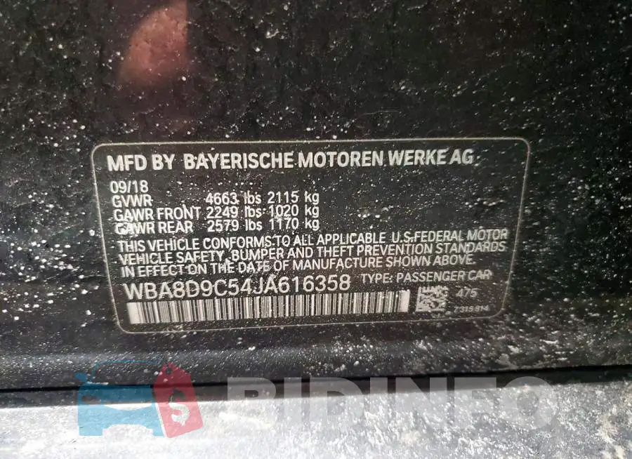 WBA8D9C54JA616358 Photo# 8