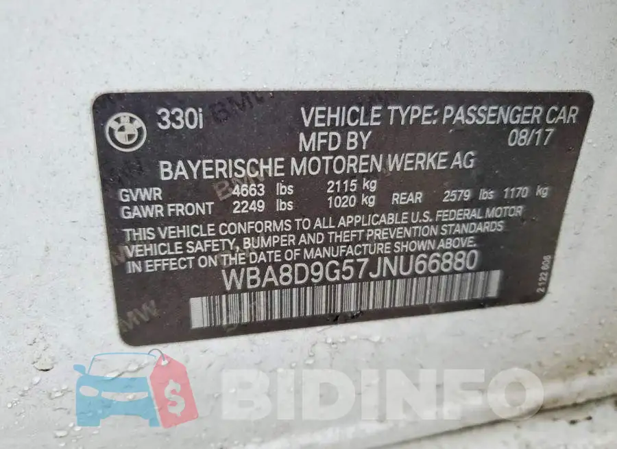 WBA8D9G57JNU66880 Photo# 12