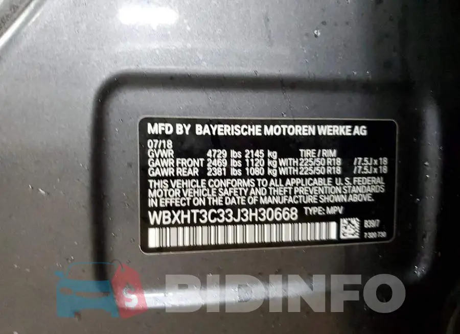 WBXHT3C33J3H30668 Photo# 12