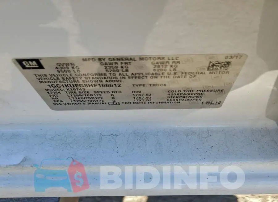 1GC1KUEG8HF166612 Photo# 12