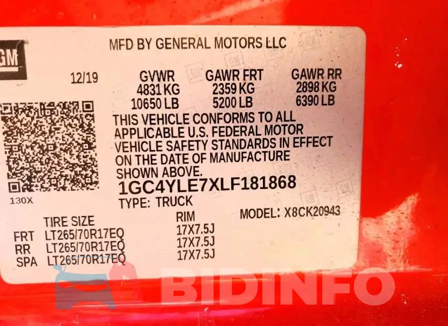 1GC4YLE7XLF181868 Photo# 12