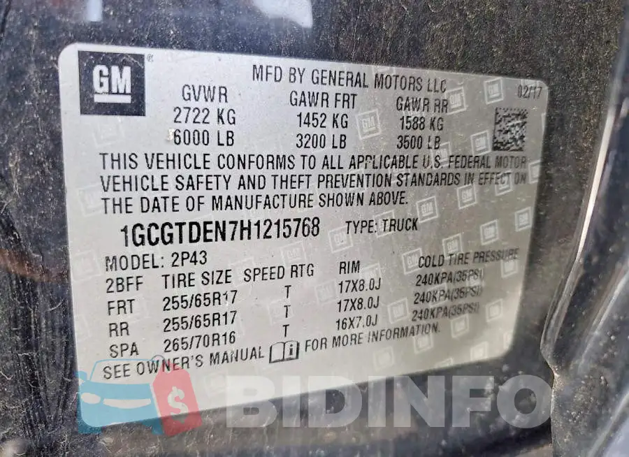 1GCGTDEN7H1215768 Photo# 12