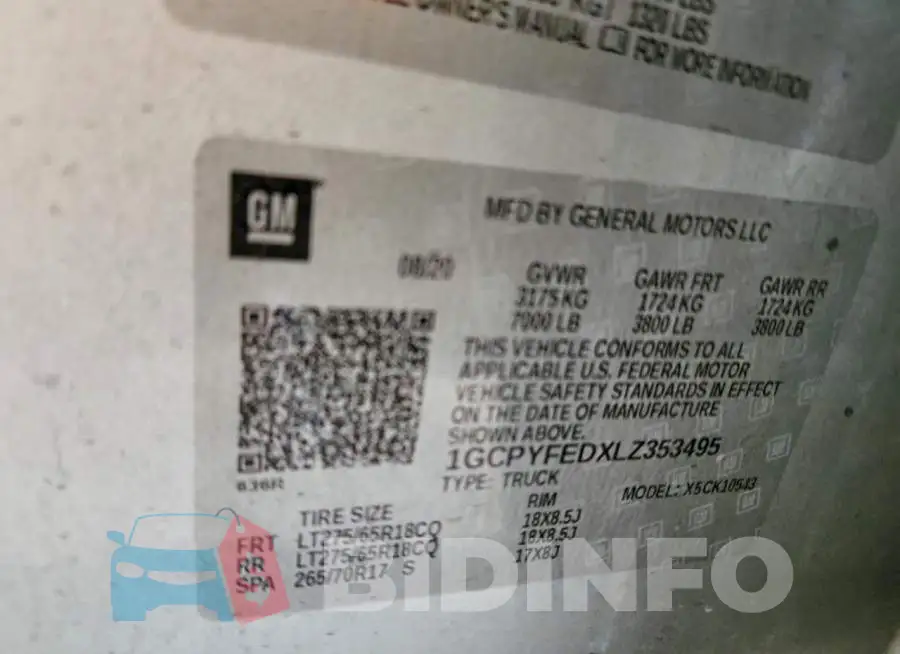 1GCPYFEDXLZ353495 Photo# 12