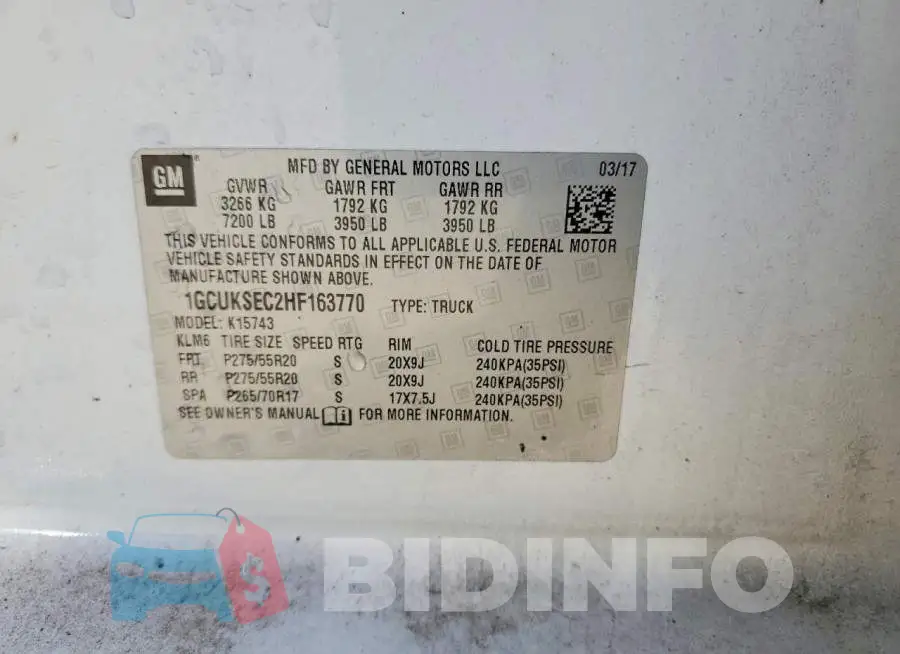 1GCUKSEC2HF163770 Photo# 13