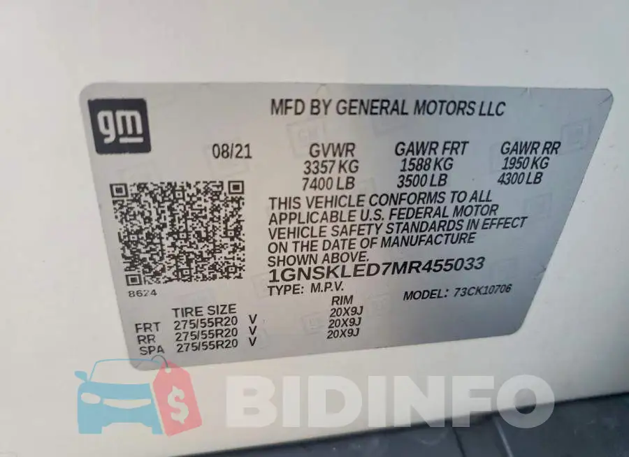 1GNSKLED7MR455033 Photo# 13
