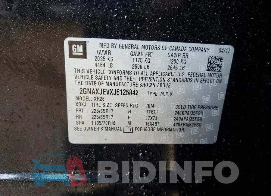 2GNAXJEVXJ6125842 Photo# 12