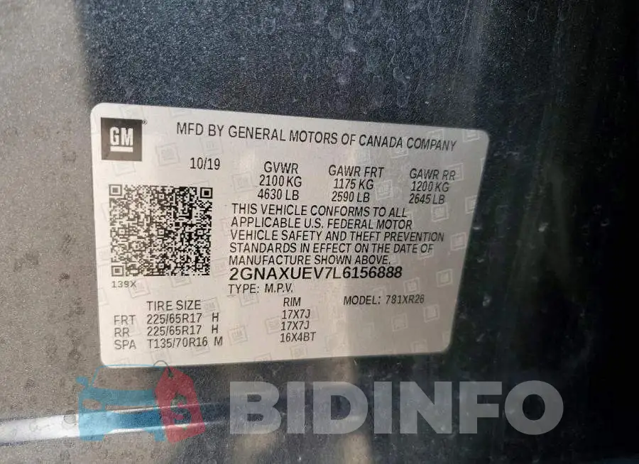 2GNAXUEV7L6156888 Photo# 13