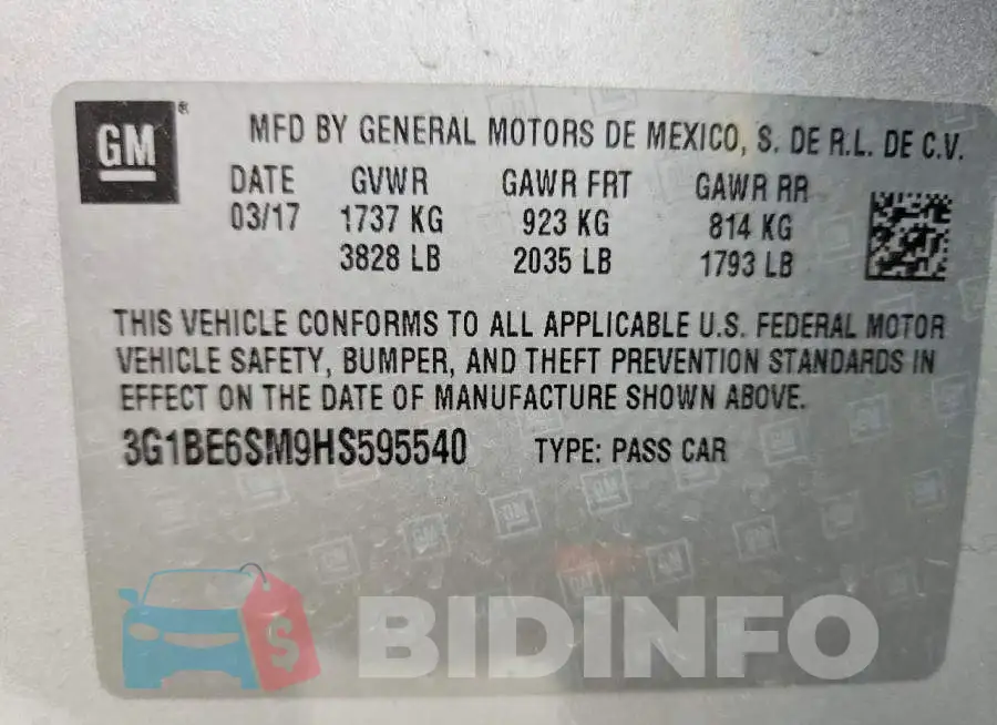 3G1BE6SM9HS595540 Photo# 10