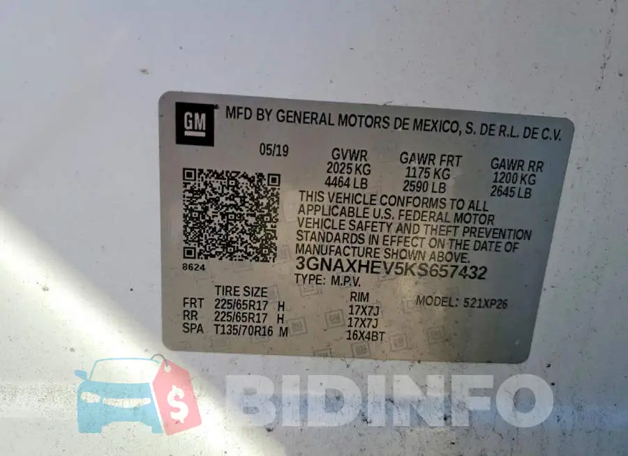 3GNAXHEV5KS657432 Photo# 13