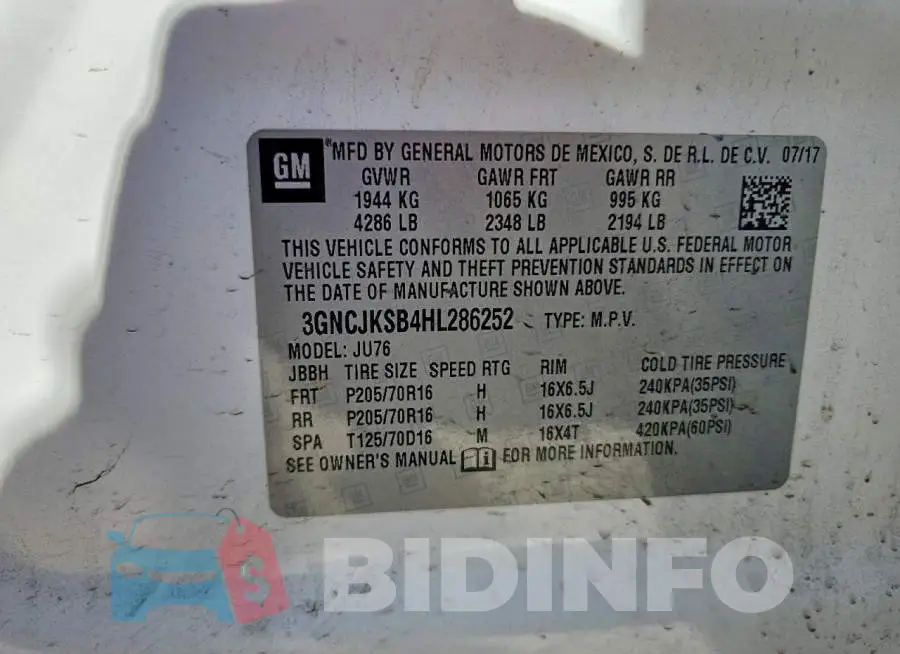 3GNCJKSB4HL286252 Photo# 13