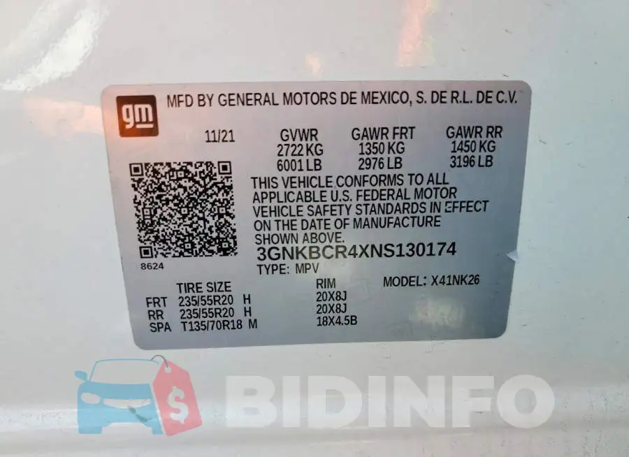 3GNKBCR4XNS130174 Photo# 14
