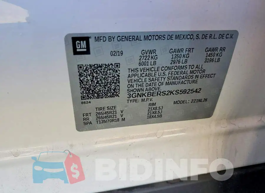 3GNKBERS2KS592542 Photo# 13