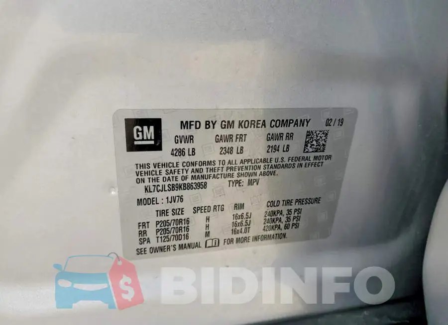 KL7CJLSB9KB863958 Photo# 12