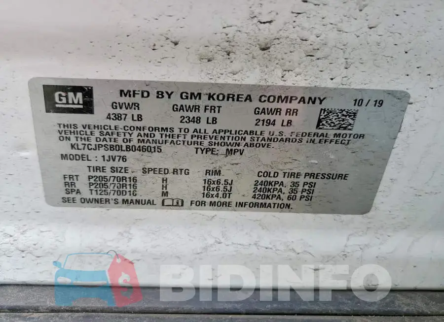 KL7CJPSB0LB046015 Photo# 13