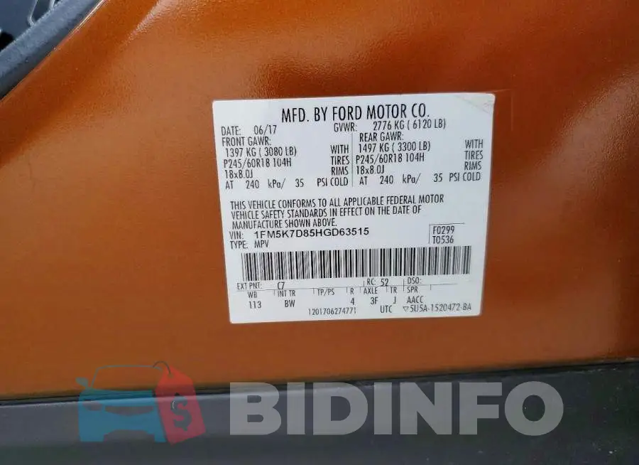 1FM5K7D85HGD63515 Photo# 13