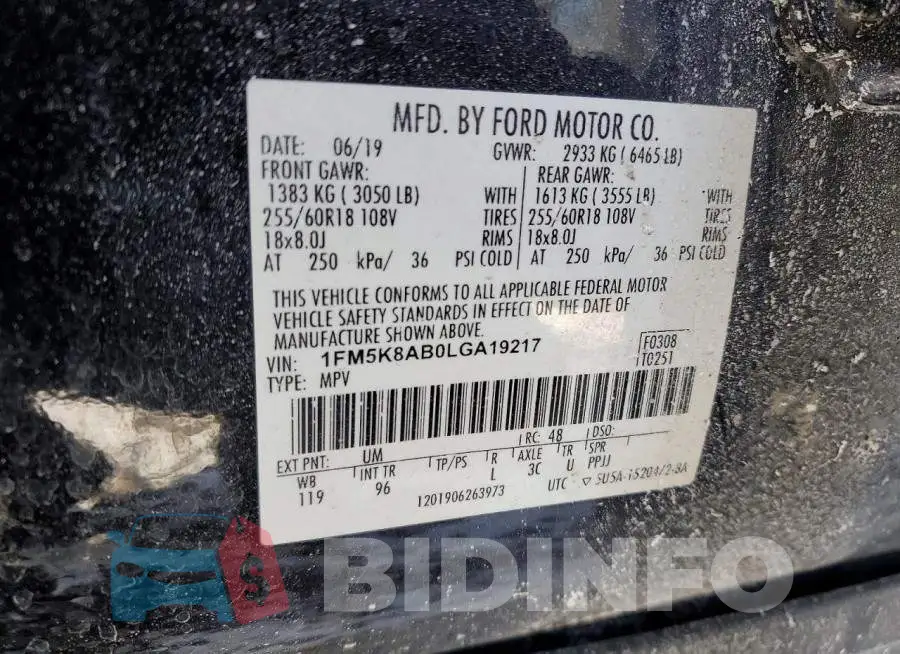 1FM5K8AB0LGA19217 Photo# 13