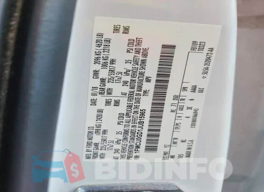 1FMCU0GD1JUB15965 Photo# 13