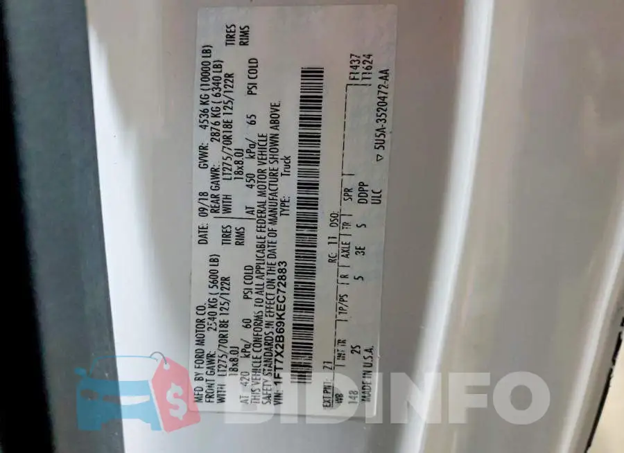 1FT7X2B69KEC72883 Photo# 12