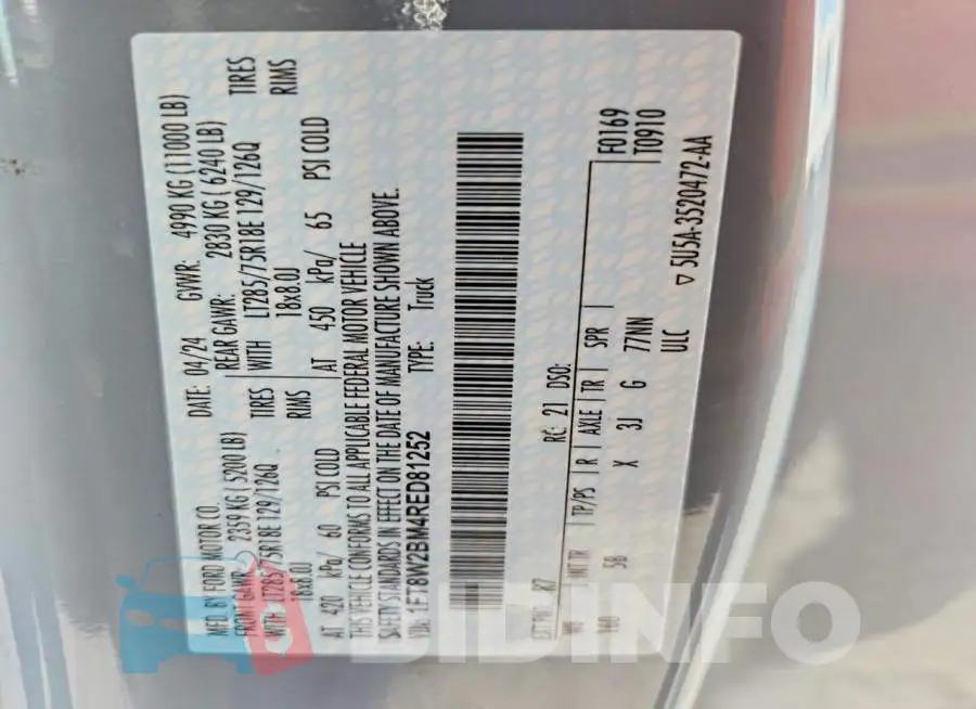 1FT8W2BM4RED81252 Photo# 12