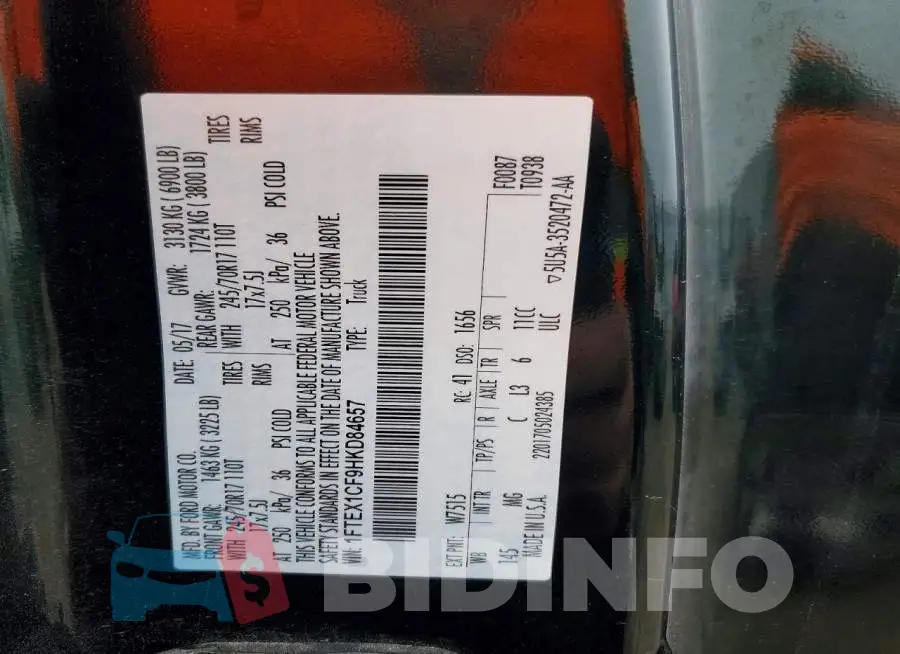 1FTEX1CF9HKD84657 Photo# 13