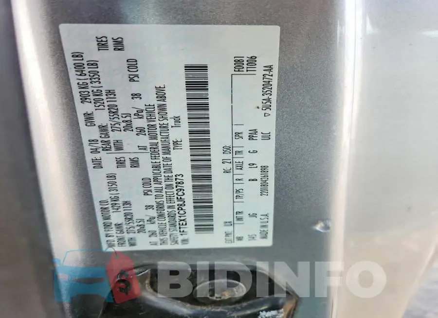1FTEX1CP8JFC97873 Photo# 12