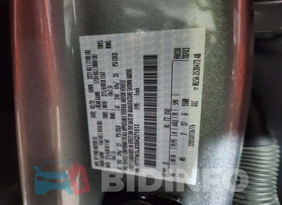 1FTFW3L83SKD71513 Photo# 13